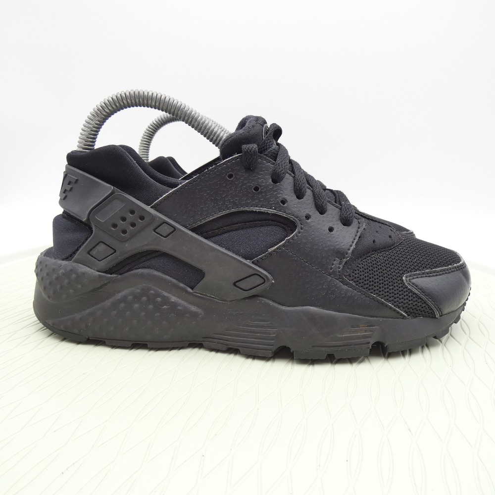 Nike Air Huarache Run Triple Black Mens 6 Womens 7.5 Sneakers 654275-016